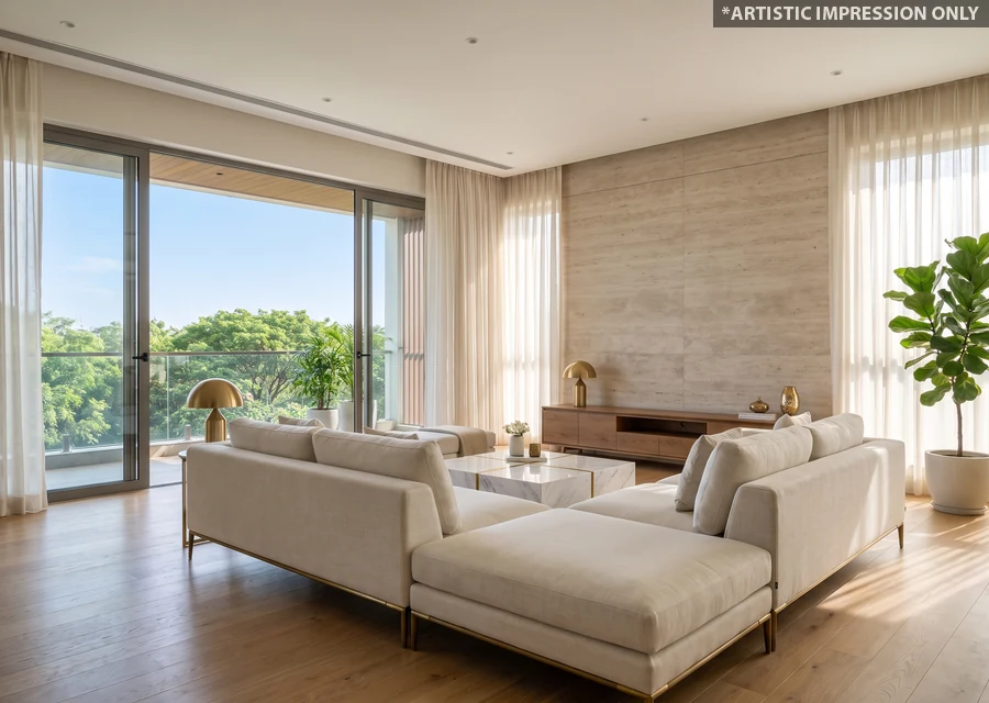 Living terrace — representative image, Godrej Global Business City 3 BHK residence