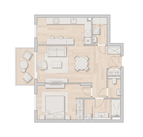 1 BHK Grande floor plan at Godrej Global Business City, approx.  985 sq.ft.
