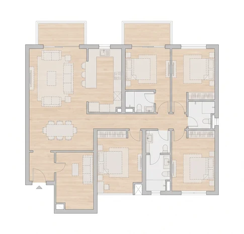3 BHK floor plan at Godrej Global Business City, approx. 1,890 sq.ft.