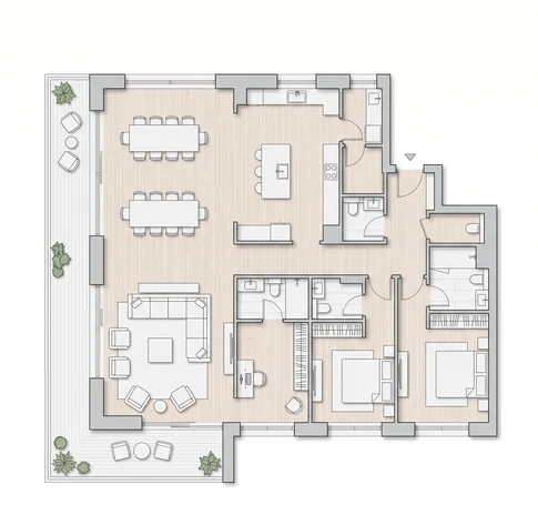 3 BHK + Study floor plan at Godrej Global Business City, approx. 2,300 sq.ft.