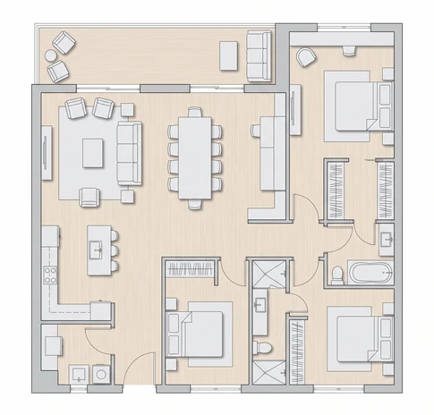 3 BHK 2T Grande floor plan at Godrej Global Business City, approx. 3,800&ndash;4,300 sq.ft.